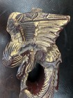 Antique Chinese Asian Deity  Carved Wood Statue Shelf Support Winged Dragon