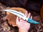 Handmade Fantasy Dagger Knife With Feather-style Steel Blade   Leather Sheath