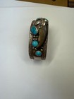 Vintage Navajo Ll Sterling Bear Claw  Turqouise  Coral Cuff Bracelet D   G