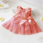 Flower Bow Baby Girls Kids Wedding Princess Dresses Lace Party Dress Bridesmaid