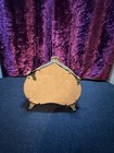 Matson Jewelry Casket Trinket Antique Filigree Rose With Beveled Glass Heart Vtg