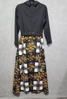 Puritan Forever Young Retro 70 s Maxi Dress Black Gold Zipper Size Small