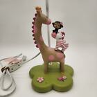 Kids Line Safari Theme Table Lamp Giraffe Monkey Pink Hippo Pink   Green Nursery