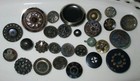 Lot 27 Antique Victorian Blue Tint Metal Buttons - Pictorial Cat - Cut Steels   