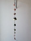 Artisan Hand-crafted Art Pottery Hanging Owls Wind Chime   Leather Hang Cord 42 