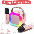 Kids Karaoke Speaker With 2 Wireless Mics Voice Effects Party Gift rgb Light