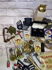 Vintage Junk Drawer Lot Camel Tobacciana Watch Pins Militaria