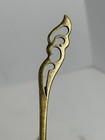 Vintage Brass Hair Sticks Pair Ornate Scroll Cutout Bun Pins Hairsticks