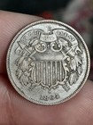 1864 2 Cent Piece Large Motto   High Vf    1