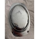 Vintage Mcm Chrome Oval Lidded Serving Dish Wood Knob Covered Bowl Mid-century