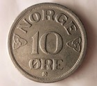 1954 Norway 10 Ore - Excellent Vintage Coin - Free Shipping - Norway Bin  3