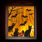 6 Sheets Halloween Black Cat Window Clings Spooky Cat Bat Silhouette Reusable Wi