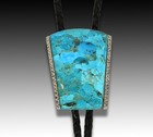 Kingman Turquoise Bolo Tie Nickel Silver  Wedding Bolo Tie  Maverick Collection