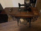 Singer Antique Treadle Sewing Machine With Wooden Cabinet  Pre-1930