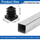 1 2   13mm  Square Tubing End Caps  50 Pcs Hole Plug Insert For Tubing  Black