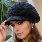 Women s Thick Warm Knit Beanie Hats   retro Solid Color Beret Hat For Winter fall