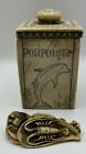 Bark Serapis Ship Faux Scrimshaw Whale Box And Carved Lobster Netsuke Signed Vtg