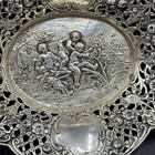 19c Antique German 800 Solid Silver Serving Dish Bowl Tray Basket Rococo Cherubs