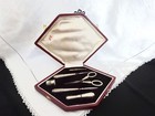 Art Deco Sewing Case French Silver Vintage Kit Antique Scissors Needle Case  
