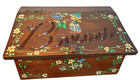Vintage Wooden Bread Box  Floral Decor Hand Crafted Dutch Folk Art 8 x 1 2  X18 
