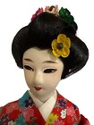 Vintage Authentic Japanese Doll 15  Red Kimono Geisha Maiko Gold Satin Ornament