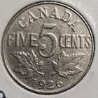 Canada  5 Cents  1926  Far 6  Fine  Scarce Key Date