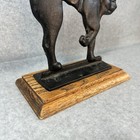 Vintage 12    Black Cat Silhouette Cast Iron Door Stop Halloween Statue Wood Base