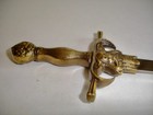 Mini Sword Dagger Letter Opener Brass Handle  Stainless Steel Blade  10 5   