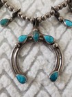 Vtg Navajo Southwest Sterling Silver Turquoise Squash Blossom Necklace Signed 