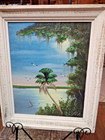 Al Black  original  Florida Highwaymen Marsh river Scene  Oil On Board Painting