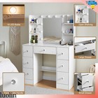 Vanity Set With 10 Led Lighted Mirror Makeup Dressing Table Dresser Desk