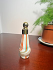 Art Deco Czech Glass Perfume Bottle W  Wand     Orange Green Stripes 1920s Vtg     