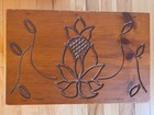 Vintage Wooden Foot Stool Plant Stand Hand Carved Pineapple Artist Signed Read 