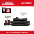 Cmxzvbe38759 2-1 2 In  X 20 Ft  Pos-i-lock Wet Dry Vac Hose Attachment Kit 