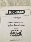 Vintage 1952 Ballet Russe De Monte Carlo-ann Arbor Michigan Program