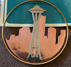 Vintage 1994 Handcrafted Brass Seattle  Wa Space Needle Ornament - 2 25  Dia 