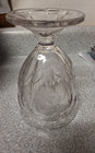 Vintage Clear Panaled Pedestal Glass Etched Flowers Vase 7 