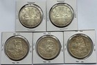 1958   1963 Canada Silver Dollars  5 Coin Lot      1-vf  2-xf  2   au     80  Silver