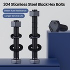 3 8-16 X 1-1 2 Hex Head Screws Bolts hex Nuts flat  Lock Washers 304 Stainles   