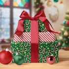 Laribbons Reversible Green Wrapping Paper - Candy Cane   Red Stripe  17 x33 