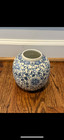 Chinese Decorative Floral Jar Blue   White Vintage Antique