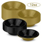 12 Oz Disposable Plastic Soup Bowls Black Dessert Salad Bowls For Party Bpa Free