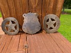 3 Brass   Metal Gun Butt Tags Wyatt Earp Peace Maker Texas Ranger Deputy Marshal