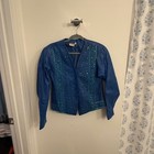 Rare Vintage Blue Leather Embroidered Skirt Suit Set