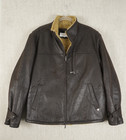 Vintage Calvin Klein Leather Bomber Jacket Brown Pilot Aviator Mens Size Large