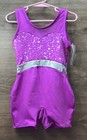 Girls  Gymnastics Dance Ballet Celestial Pull-on Biketard Leotard Magenta Xs 4 5