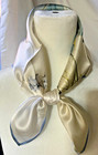 New 21 Inch Small Square Blue  Cream And White Floral  100  Silk - Ss  1008