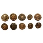 Collection Of 10 Roman Bronze Coins From The House Of Constantine