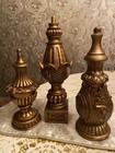 Vintage Home Interior Set Of Three  3  Gold Tone Decorative Resin Pillars 