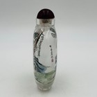 Chinese Snuff Bottle Reverse Painted Glass Women Figures 4 5 Inch Red Cap Vtg